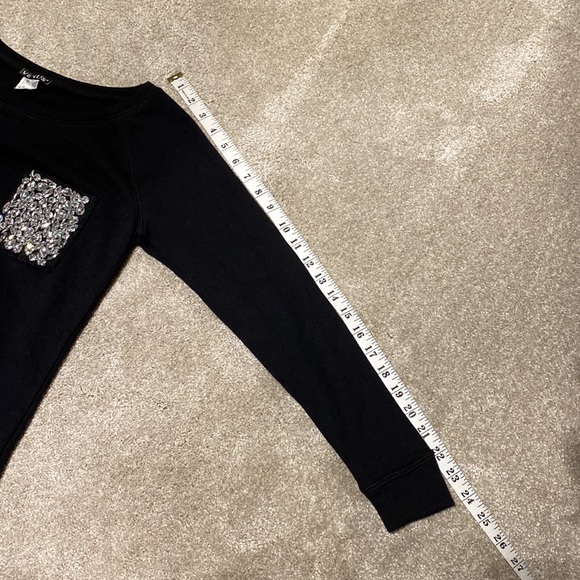 Venus XS Black Bedazzled Pocket Sweatshirt - Picture 12 of 15